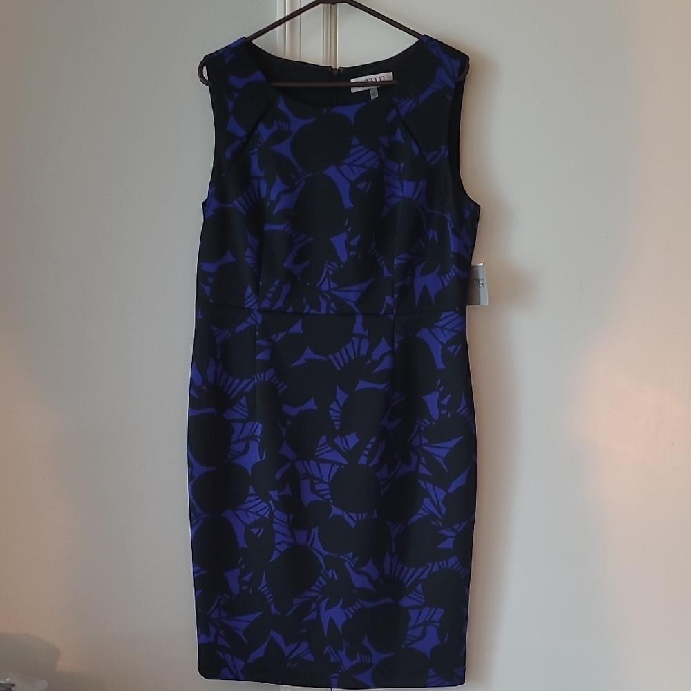 Kasper Midnight Blue and Black Floral Midi Dress